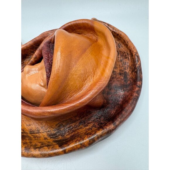 Vintage Leather Handmade Face Sculpture 3-D Signed A. Rodriguez Copala Mexico - Picture 8 of 10